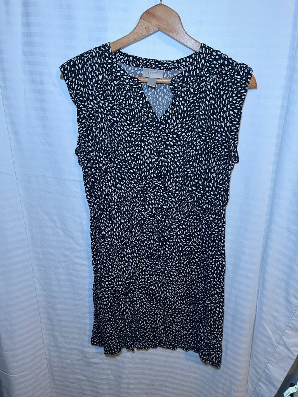 LOFT Black White Print Sleeveless Dress Size Medium